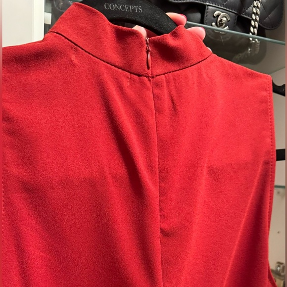 Asymmetrical Dark Red Flowy Dress - Picture 2 of 6